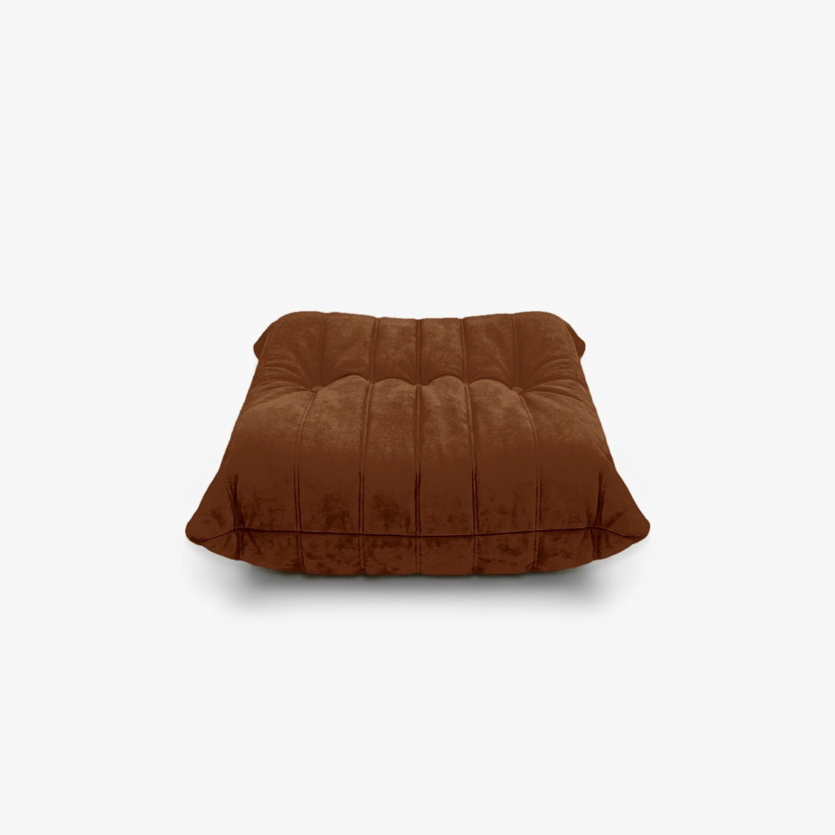 Repose-pieds ROMY effet daim Caramel, vue de profil