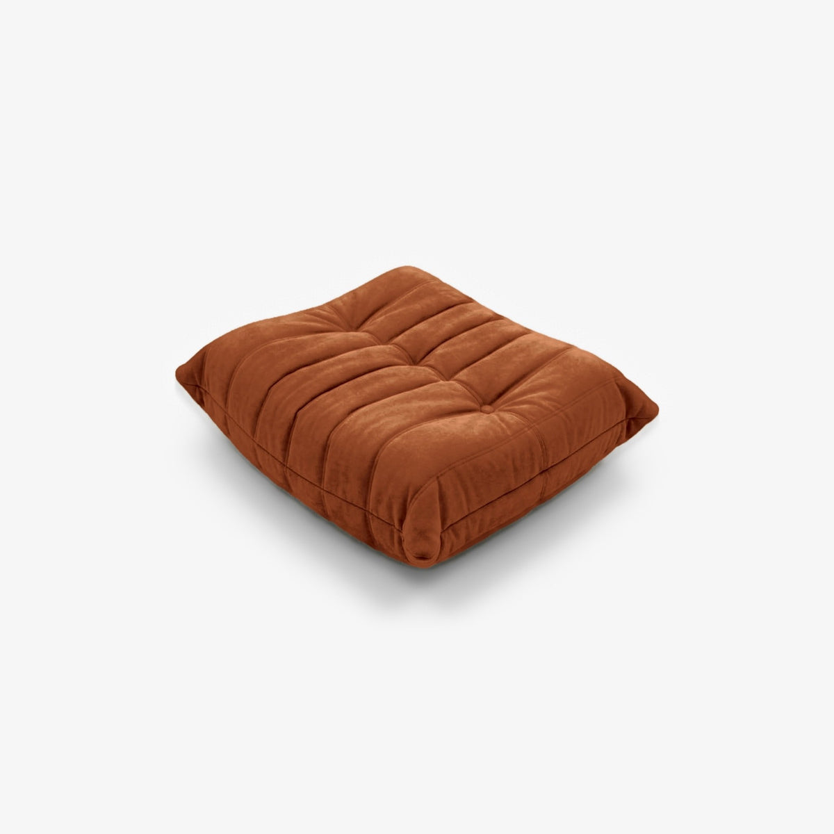 Repose-pieds ROMY effet daim Ocre, vue de trois-quarts